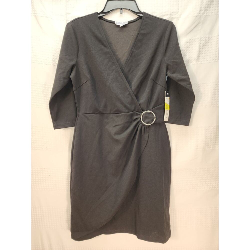 Luxology Women's Dress Size Small 3/4 Sleeve VNeck Belted Mini Faux Wrap 3224
